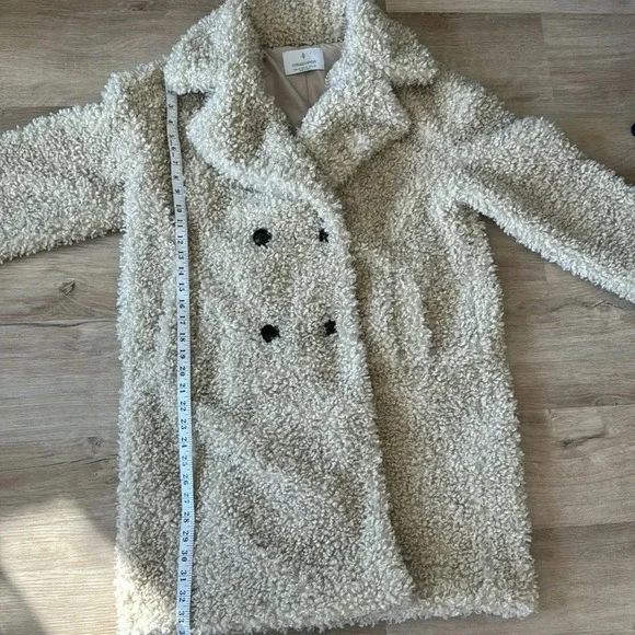 STRADIVARIUS DOUBLE BUTTON TEDDY COAT IN PUTTY-NEUTRAL sz M - Picture 5 of 10